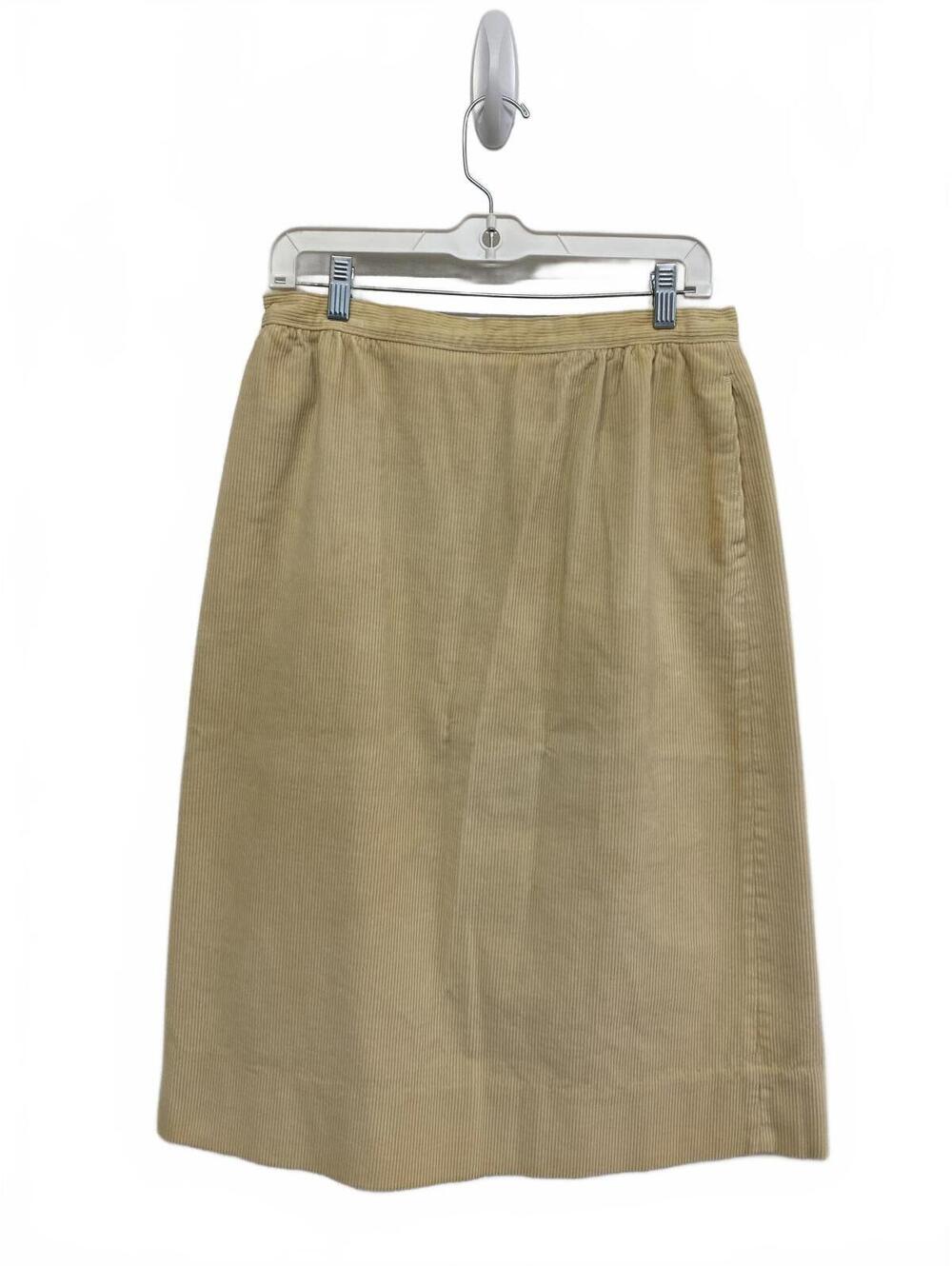 80s Vintage Light Yellow Midweight Corduroy Midi Skirt Side Zipper Size 16